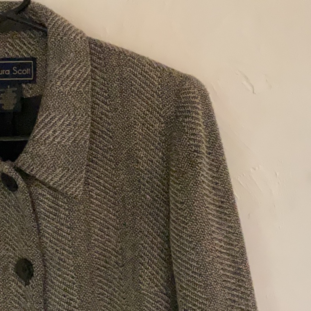 Vintage Laura Scott Cropped Textured Blazer, Size 8, Black/Gray - Picture 4 of 6